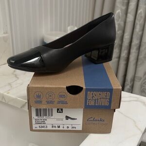 Clarks Black Patent Leather Heels